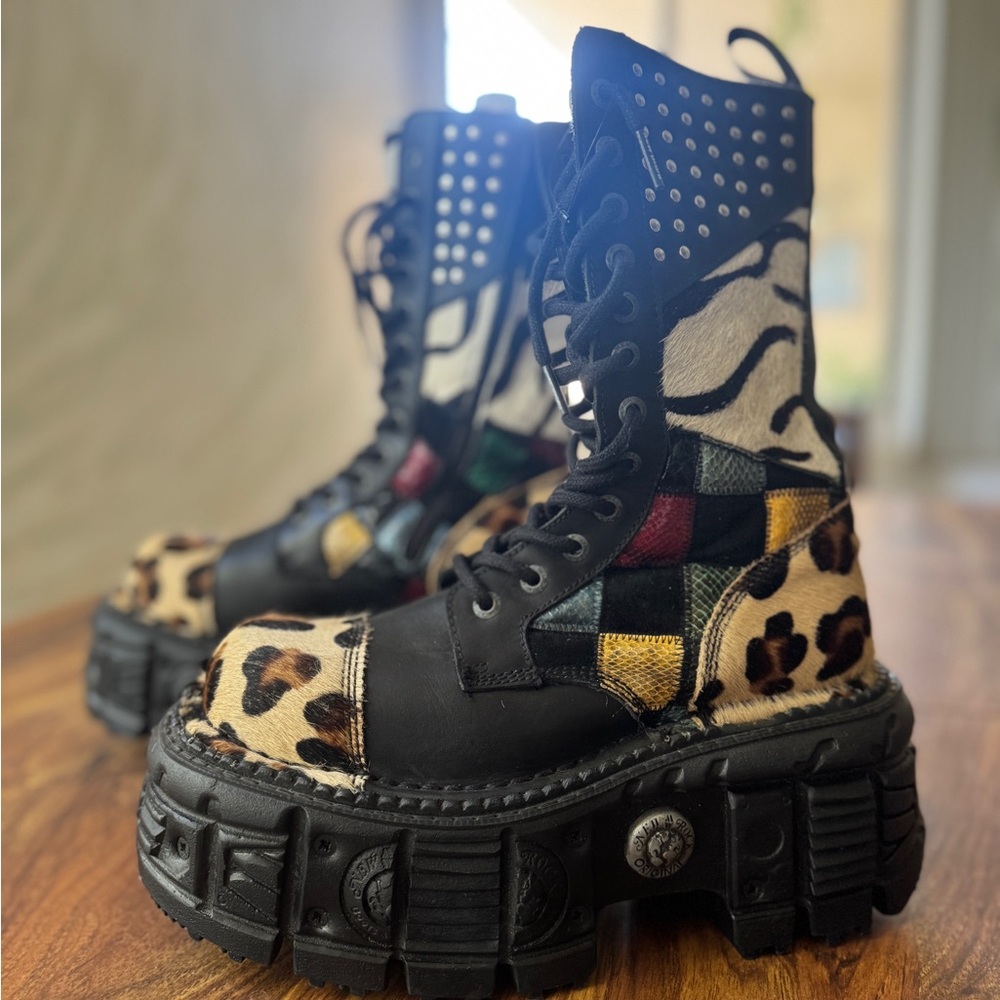 New Rock Imperfect M-mili244-c1 Unisex Platform Boots in Black Multicolour